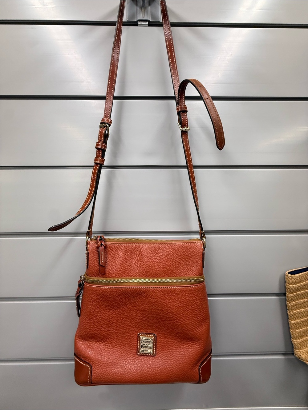Dooney & Bourke Pebble Leather Crossbody - Chestnut Brown with Gold Hardware